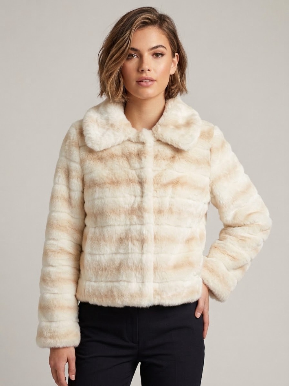 Juicy Couture Vintage Y2K Faux Fur Striped Plush Jacket Coat Mob Wife aesthetic